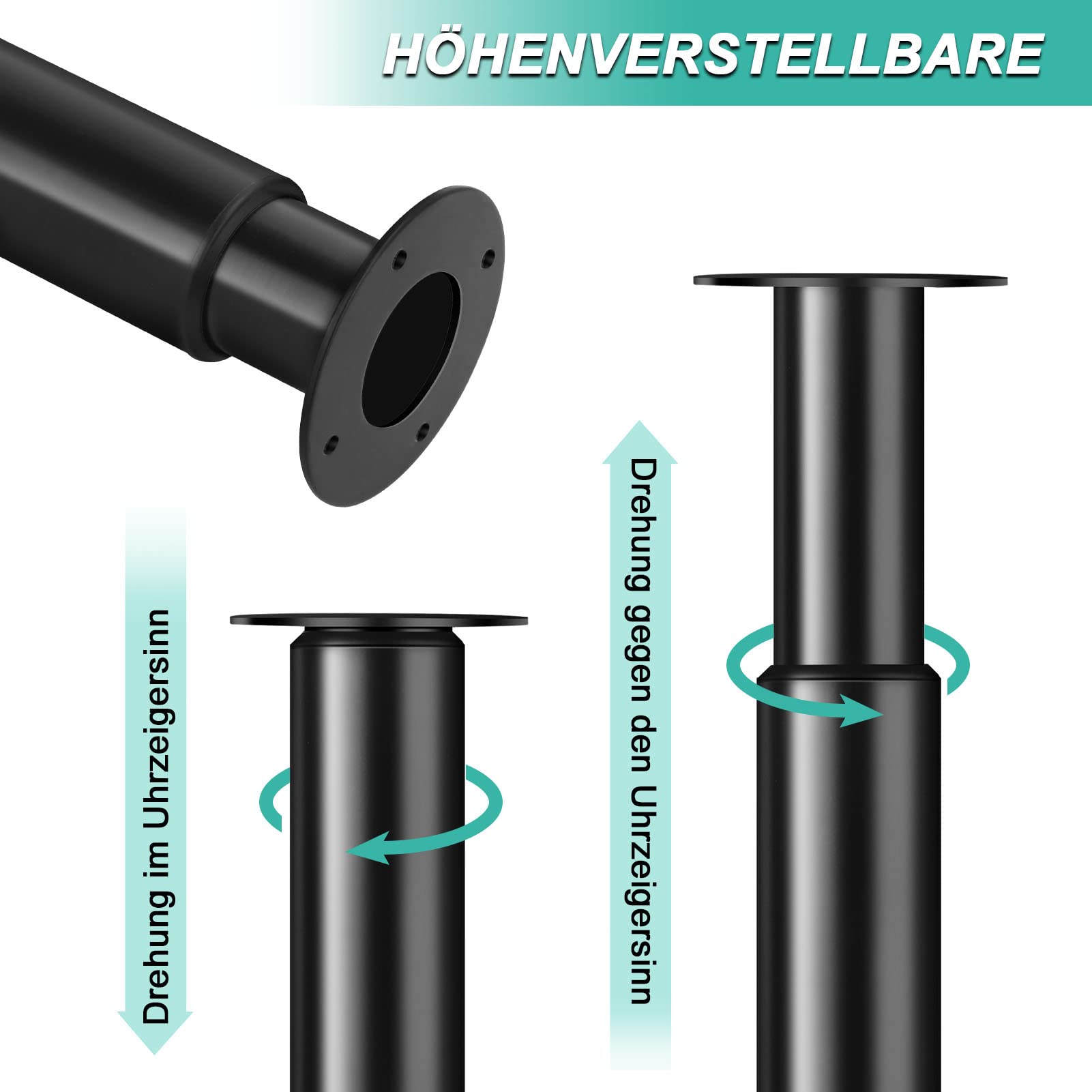 Teleskop-Tischbeine aus Metall (Schwarz) – Höhenverstellbar 71–110 cm für Schreibtisch & Tresen