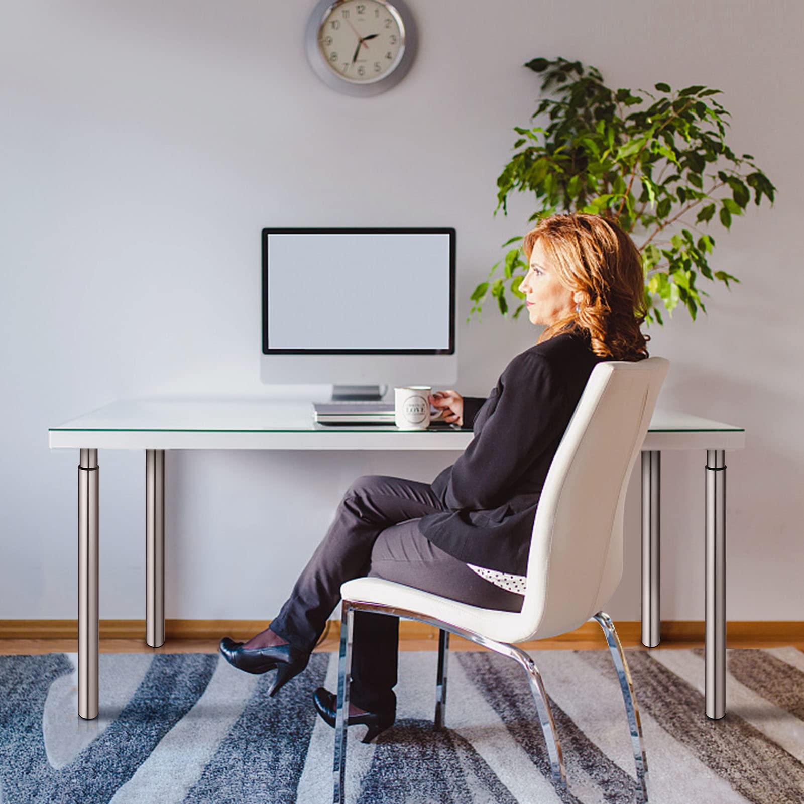 Teleskop-Tischbeine aus Metall (Schwarz) – Höhenverstellbar 71–110 cm für Schreibtisch & Tresen