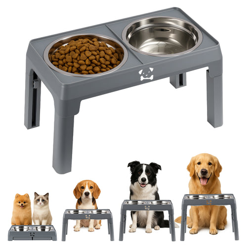 Ergonomische Hundebar – Höhenverstellbare Futternapfstation mit 2x 1200 ml Edelstahlschalen