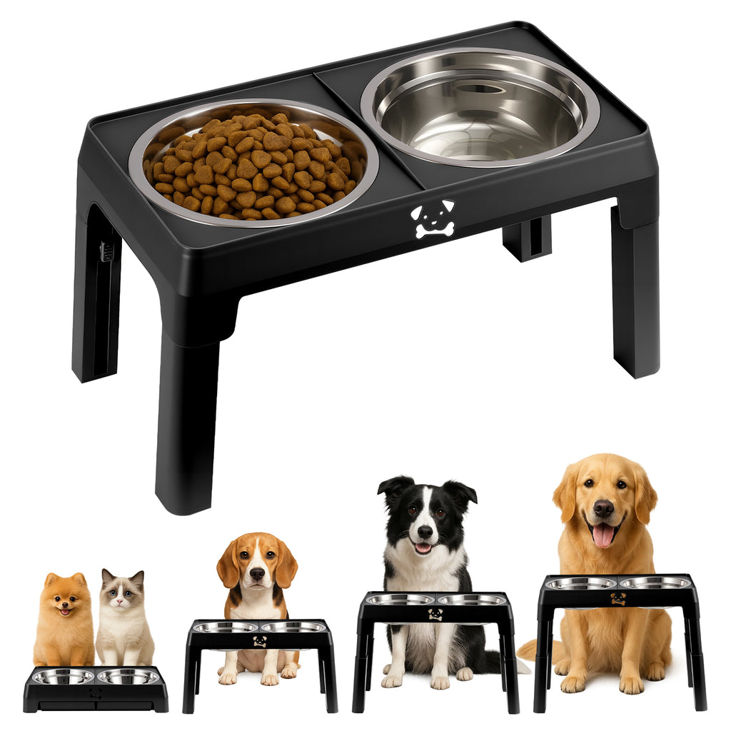 Ergonomische Hundebar – Höhenverstellbare Futternapfstation mit 2x 1200 ml Edelstahlschalen