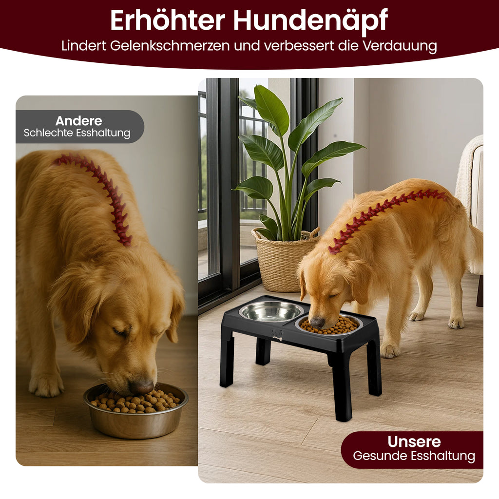 Ergonomische Hundebar – Höhenverstellbare Futternapfstation mit 2x 1200 ml Edelstahlschalen