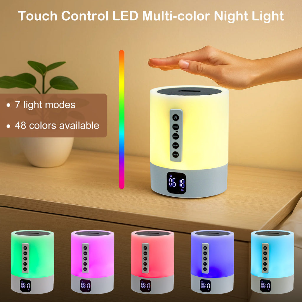 6-in-1 Smart-Nachttischlampe – Bluetooth Lautsprecher, Wecker & White Noise Machine