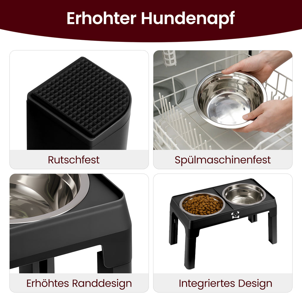 Ergonomische Hundebar – Höhenverstellbare Futternapfstation mit 2x 1200 ml Edelstahlschalen