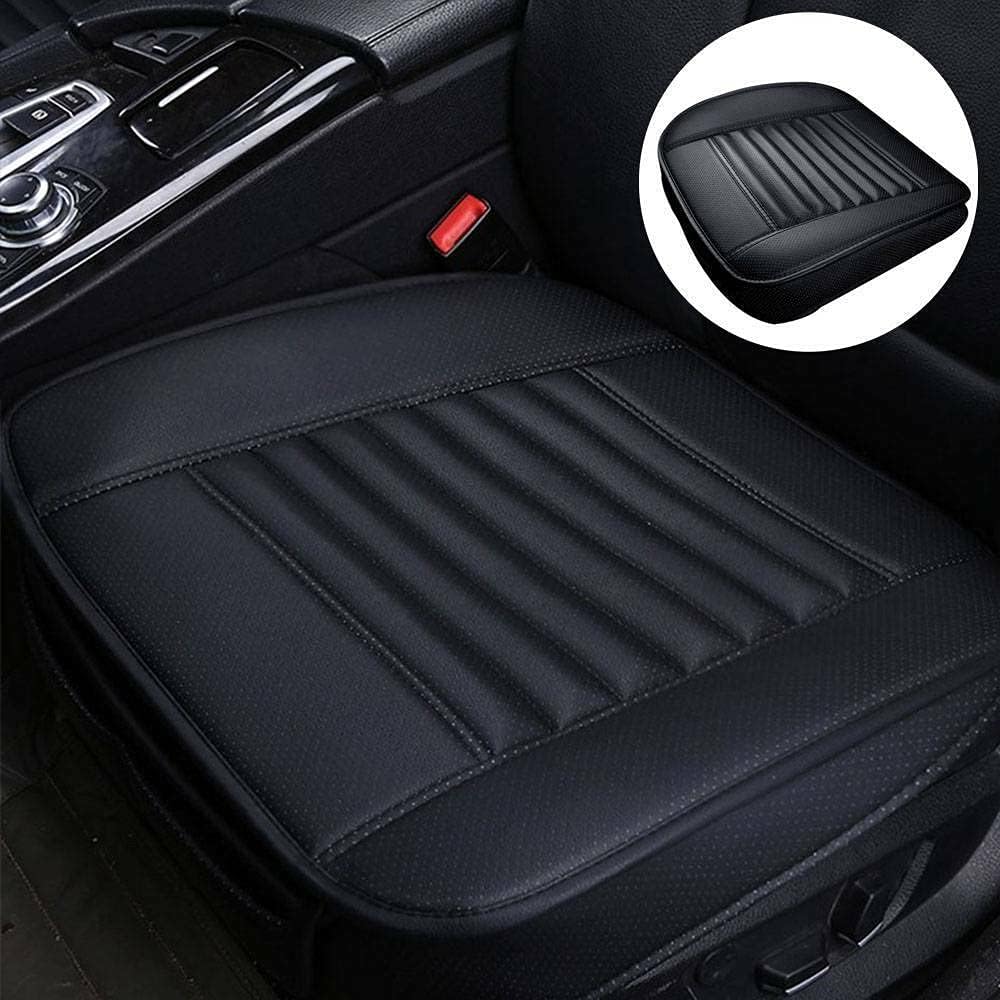Premium Memory Schaum Autositzauflage – Ergonomisches Sitzkissen aus PU-Leder (Schwarz)