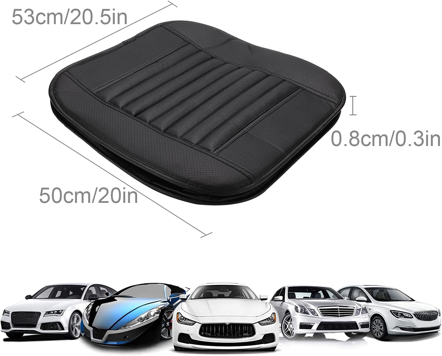 Premium Memory Schaum Autositzauflage – Ergonomisches Sitzkissen aus PU-Leder (Schwarz)