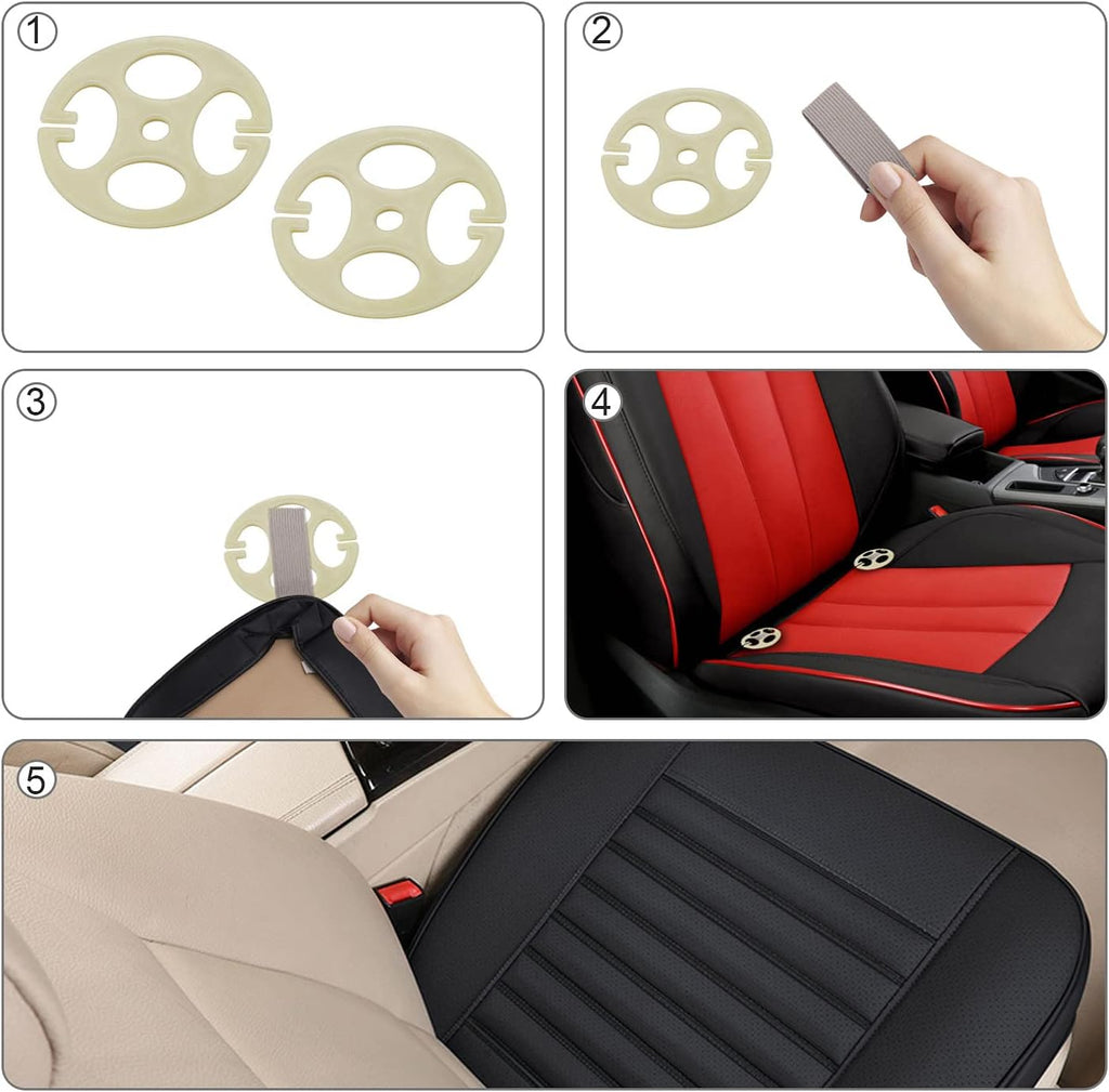 Premium Memory Schaum Autositzauflage – Ergonomisches Sitzkissen aus PU-Leder (Schwarz)