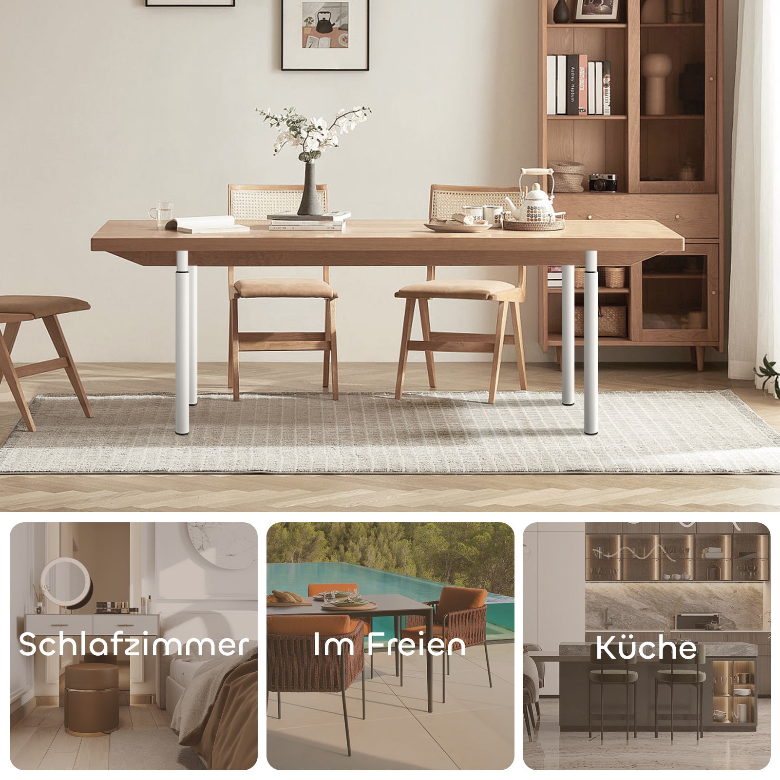 Teleskop-Tischbeine aus Metall (Schwarz) – Höhenverstellbar 71–110 cm für Schreibtisch & Tresen