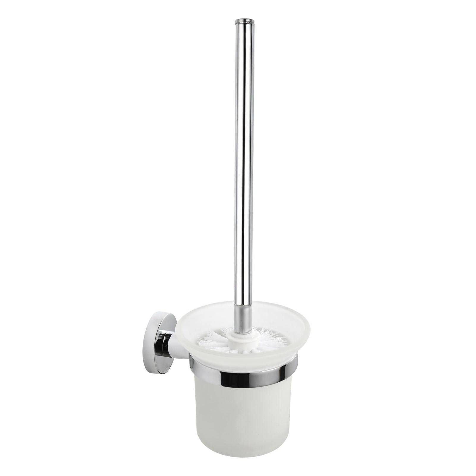 Design WC-Bürstenhalter zur Wandmontage – Edle Garnitur aus Edelstahl & Glas