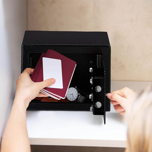Kompakter Möbeltresor (6,4L) – Stabiler Stahltresor mit Doppelbartschloss (23 x 17 x 17 cm)