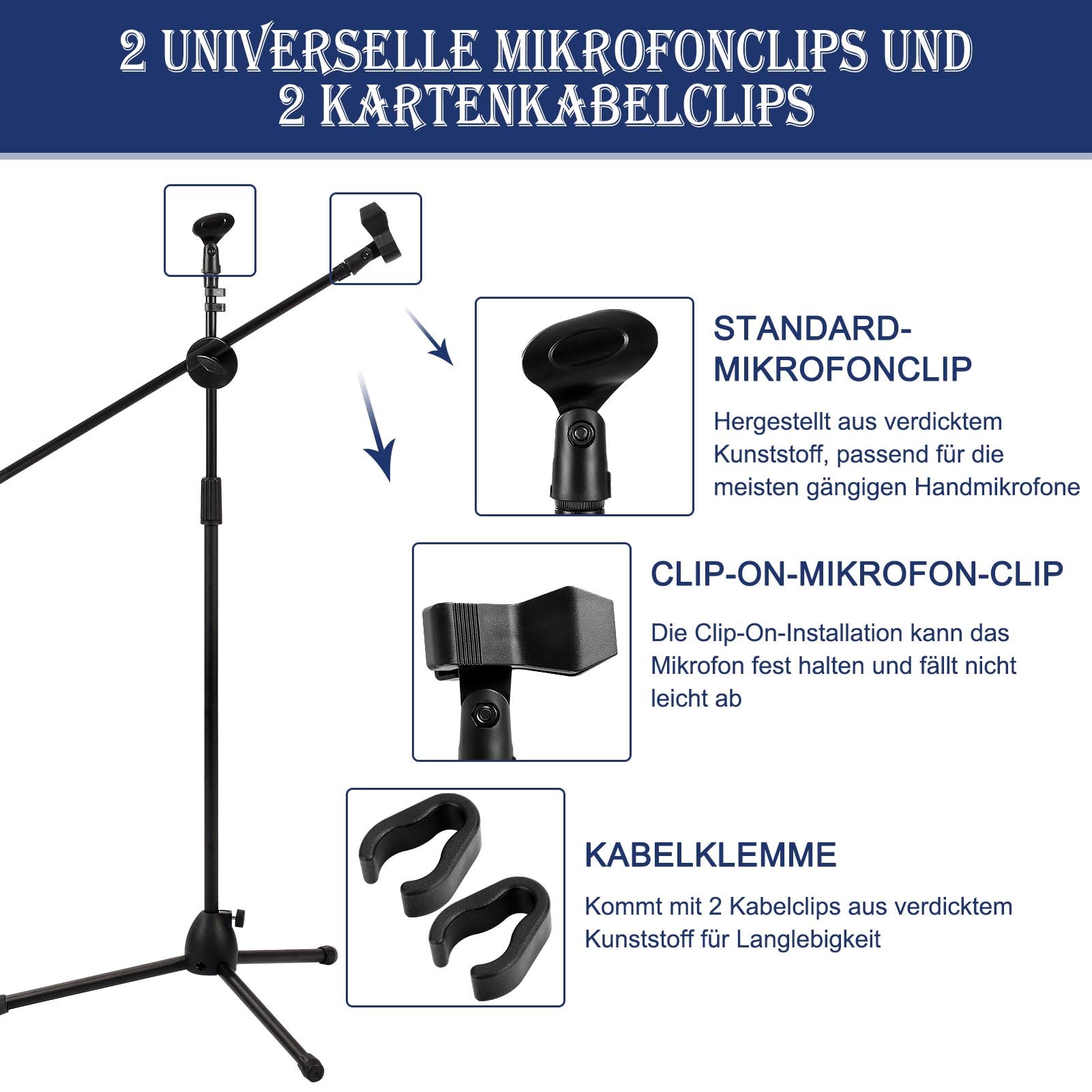 Profi 2-in-1 Mikrofonständer mit Schwenkarm – Höhenverstellbar (73–175 cm)