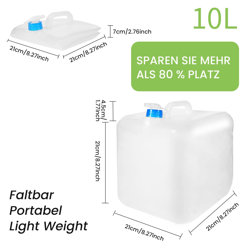Faltbare Wasserkanister 10L mit Hahn – 3er-Set
