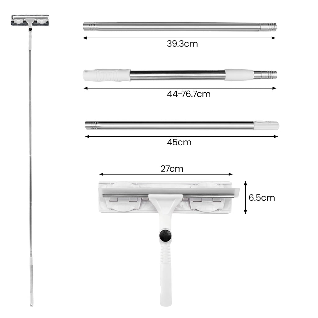 Profi Teleskop-Fensterwischer Set (3,7 m) – 3-in-1 Reinigungsset mit 180° Gelenk für hohe Fenster