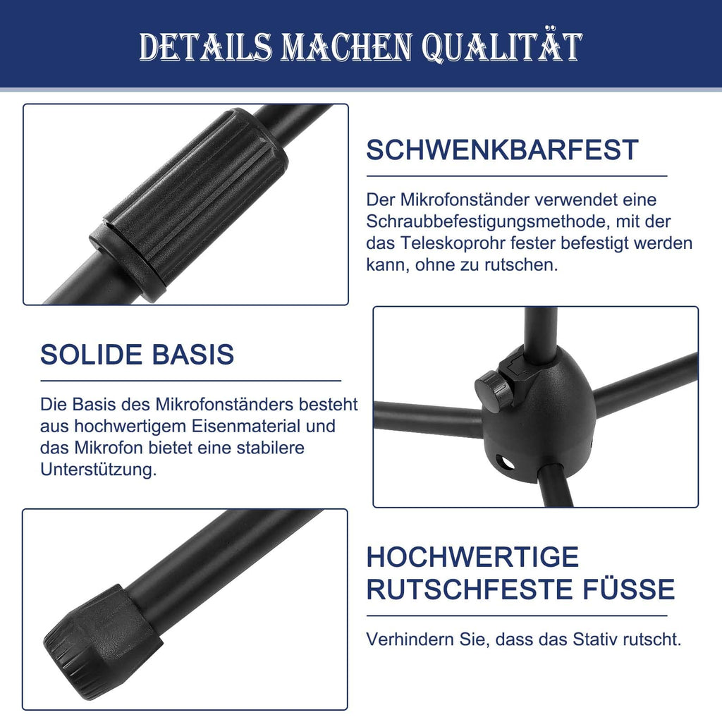 Profi 2-in-1 Mikrofonständer mit Schwenkarm – Höhenverstellbar (73–175 cm)