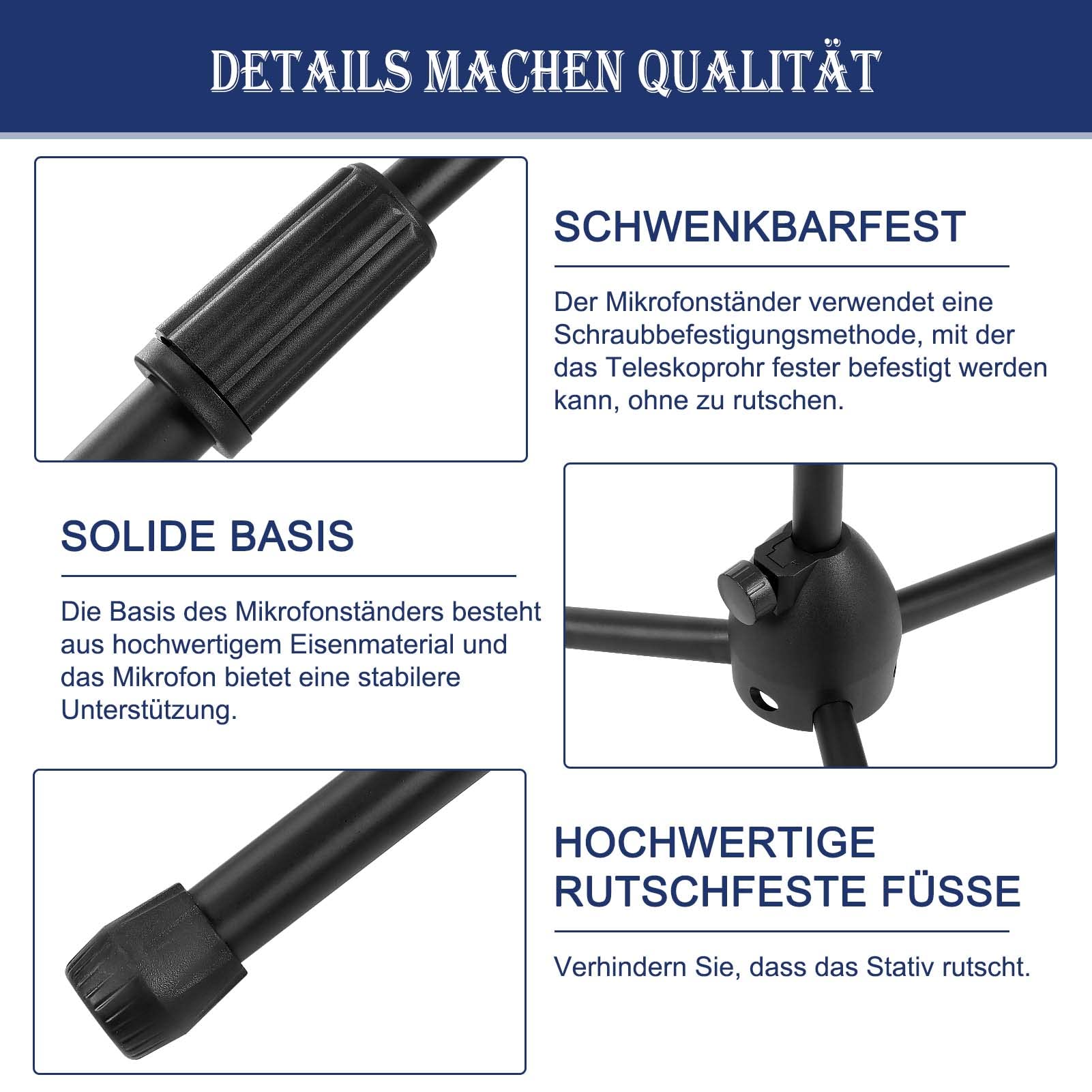 Profi 2-in-1 Mikrofonständer mit Schwenkarm – Höhenverstellbar (73–175 cm)