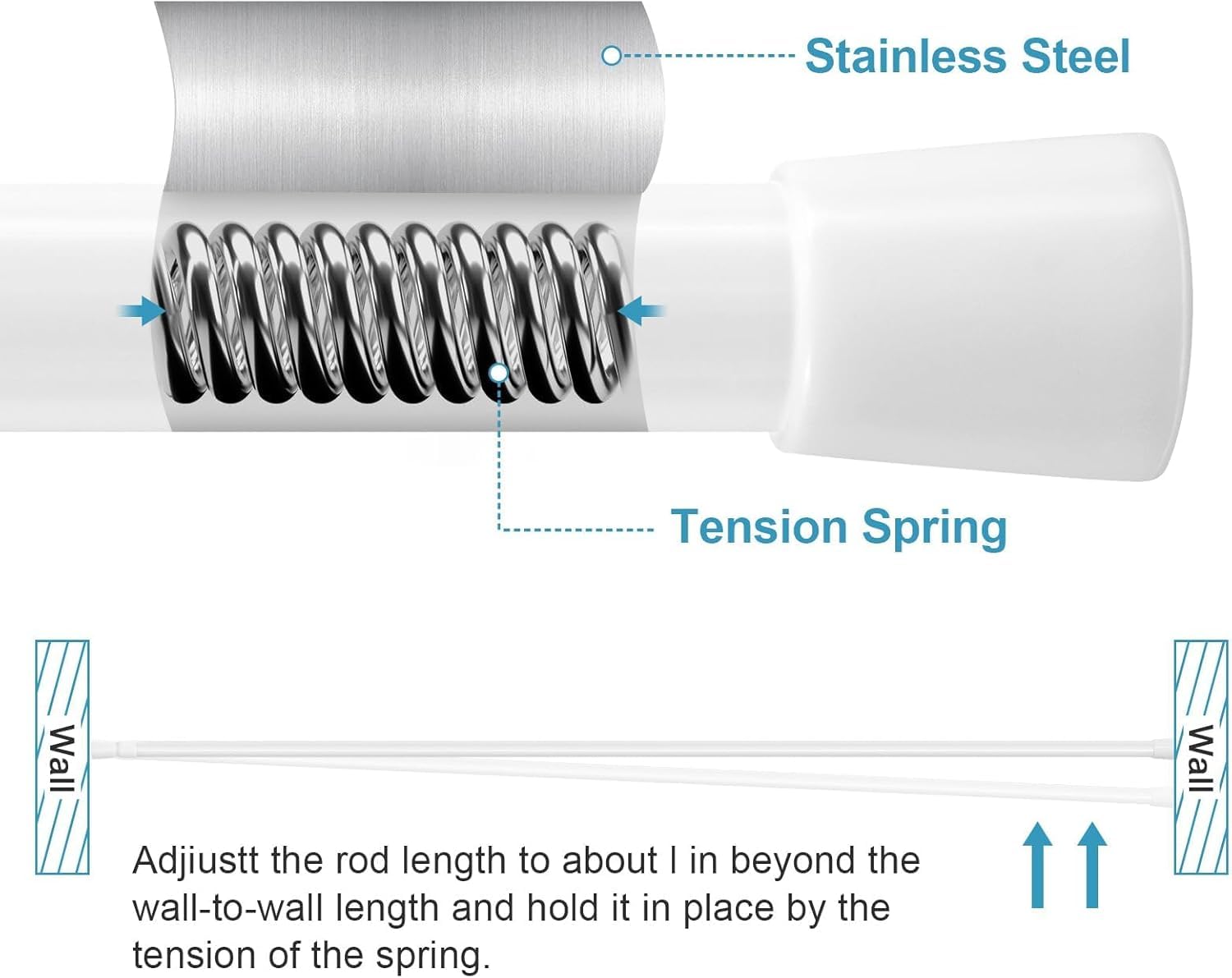 Premium Teleskopstange ohne Bohren – Vielseitige Klemmstange für Vorhänge, Dusche & Schrank