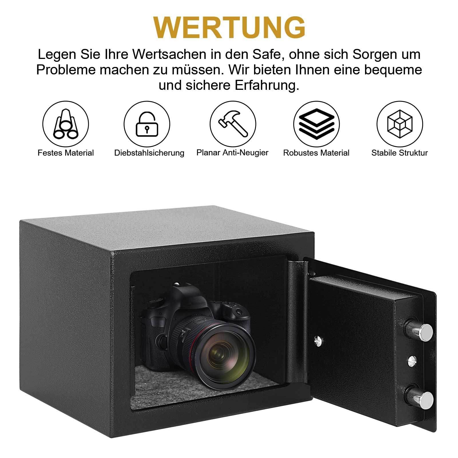 Kompakter Möbeltresor (6,4L) – Stabiler Stahltresor mit Doppelbartschloss (23 x 17 x 17 cm)