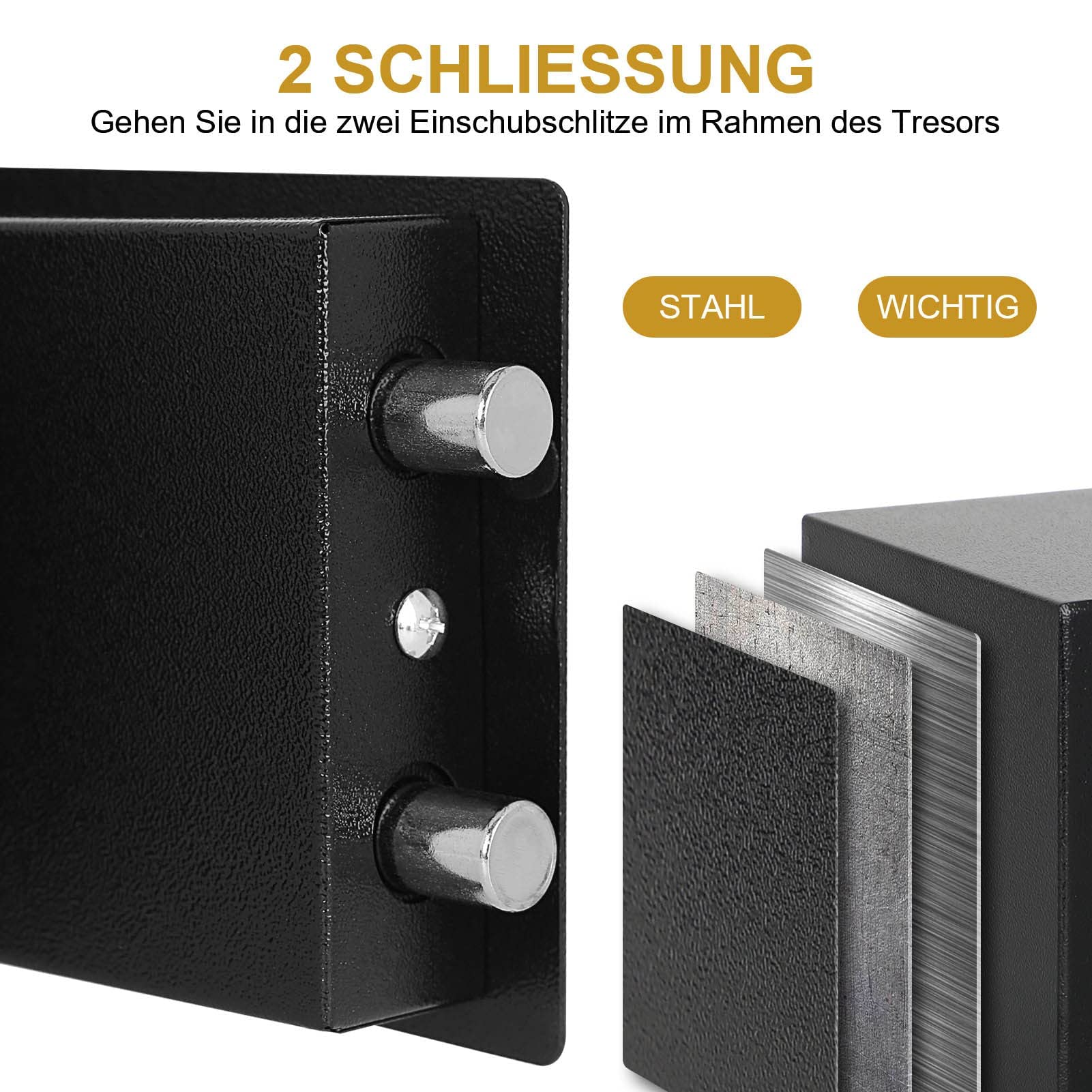 Kompakter Möbeltresor (6,4L) – Stabiler Stahltresor mit Doppelbartschloss (23 x 17 x 17 cm)