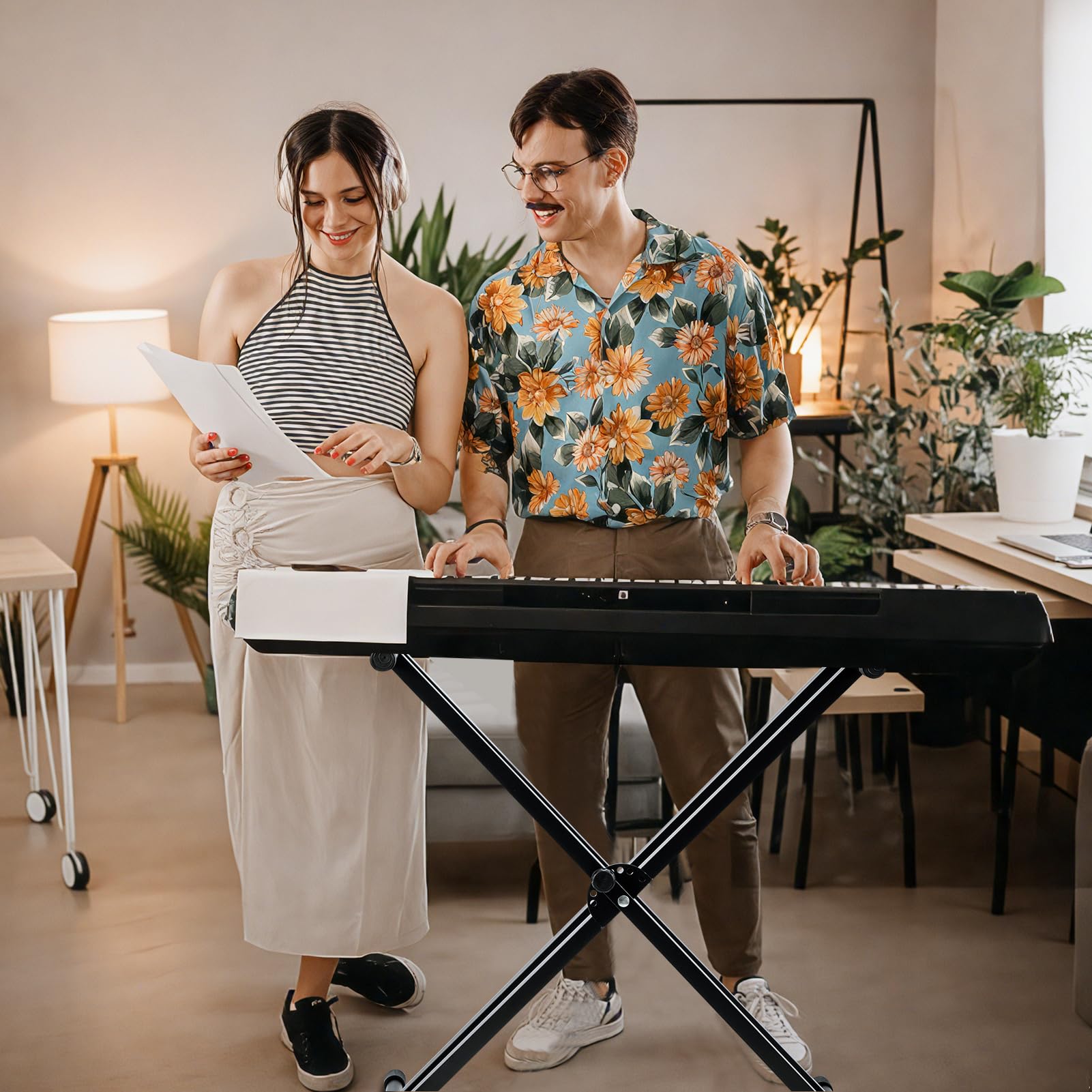 Profi Keyboardständer Doppelstrebig – Höhenverstellbar (61–98 cm) & Klappbar mit Sicherheitsriemen